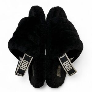 UGG Fluff Yeah Slide – Black Shearling Slides – Women’s US 7-Cozy-Lounge-Comfy